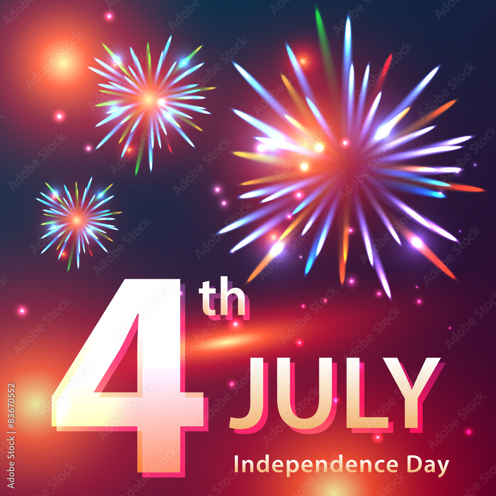 Independence Day card with fireworks