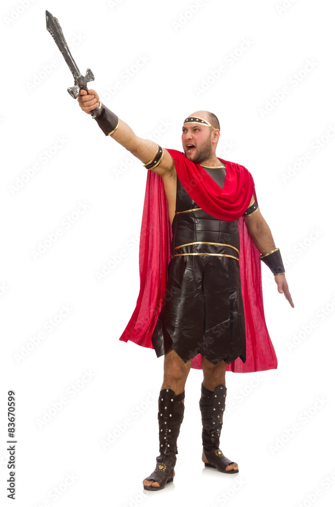 Gladiator with sword isolated on white Gladiator with sword isolated on white