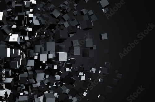 Fototapeta Naklejka Na Ścianę i Meble -  Abstract 3d rendering of flying cubes.