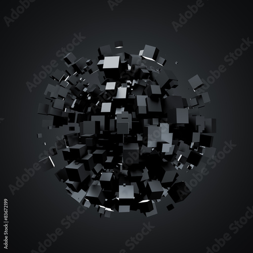 Fototapeta Naklejka Na Ścianę i Meble -  Abstract 3d rendering of black cubes.