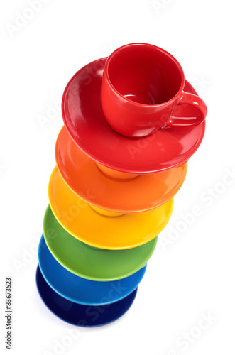 Wallpaper Mural tower made from multicolored cups Torontodigital.ca