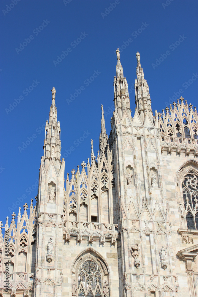 Milan Cathedral with a beautiful blue sky