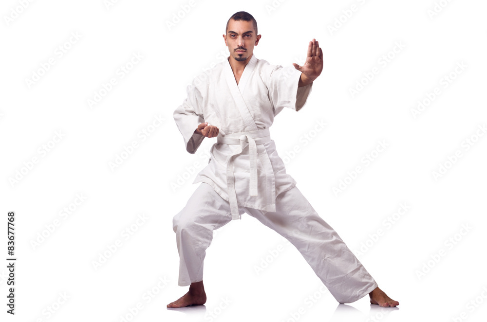 Karate fighter isolated on the white Karate fighter isolated on the white