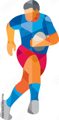 Rugby Player Running Low Polygon