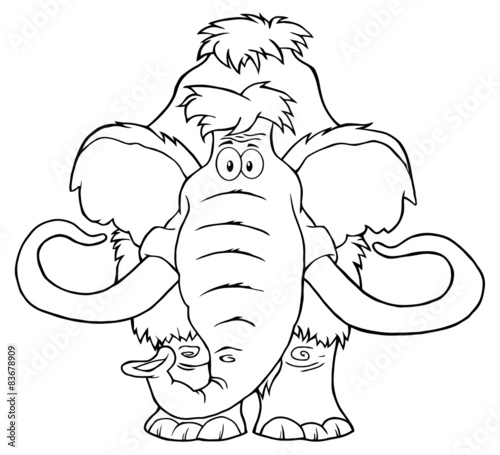Black And White Mammoth Cartoon Character
