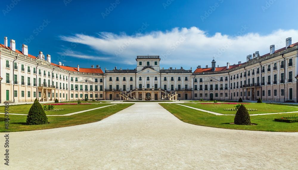 Esterhazy Palace in Fertod Hungary front view of the palace.