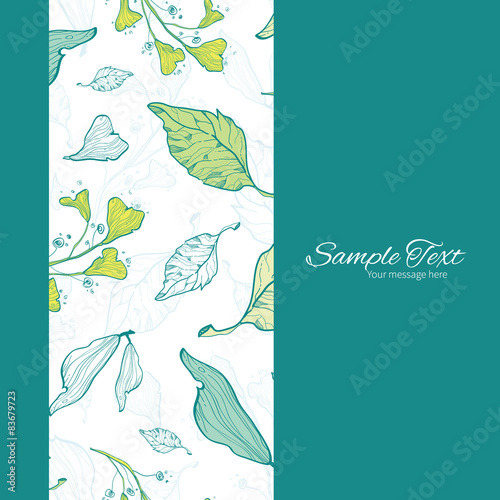Vector Lineart Spring Leaves Vertical Frame Seamless Pattern