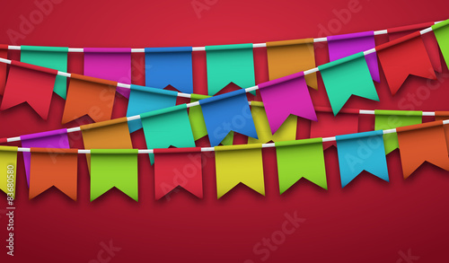 Vector modern party flags background.