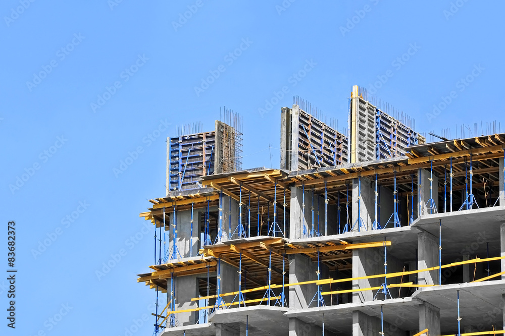 Monolithic building construction site work from concrete Monolithic building construction site work from concrete
