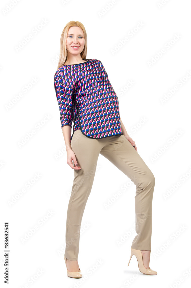 Beautiful pregnant woman isolated on white