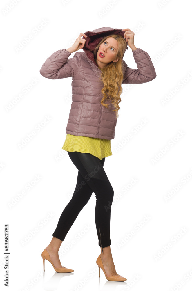 Pretty young woman in yellow blouse isolated on white Pretty young woman in yellow blouse isolated on white