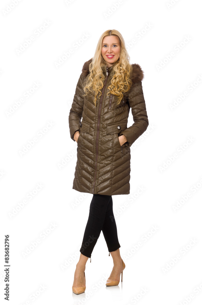Pretty woman in winter clothing isolated on white Pretty woman in winter clothing isolated on white