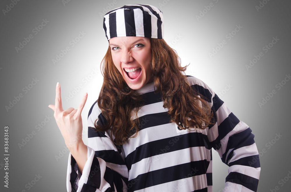 Convict criminal in striped uniform Convict criminal in striped uniform