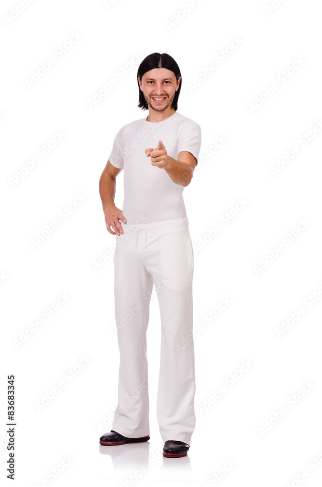 A man in white sportswear isolated on white A man in white sportswear isolated on white