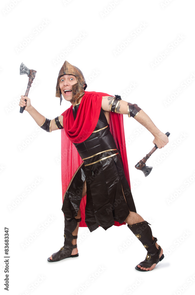Gladiator with ax isolated on white Gladiator with ax isolated on white
