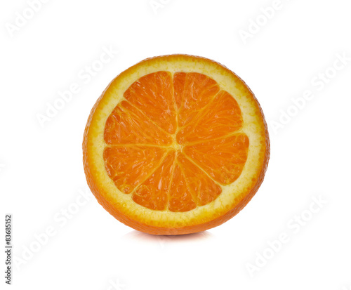sliced orange on white background