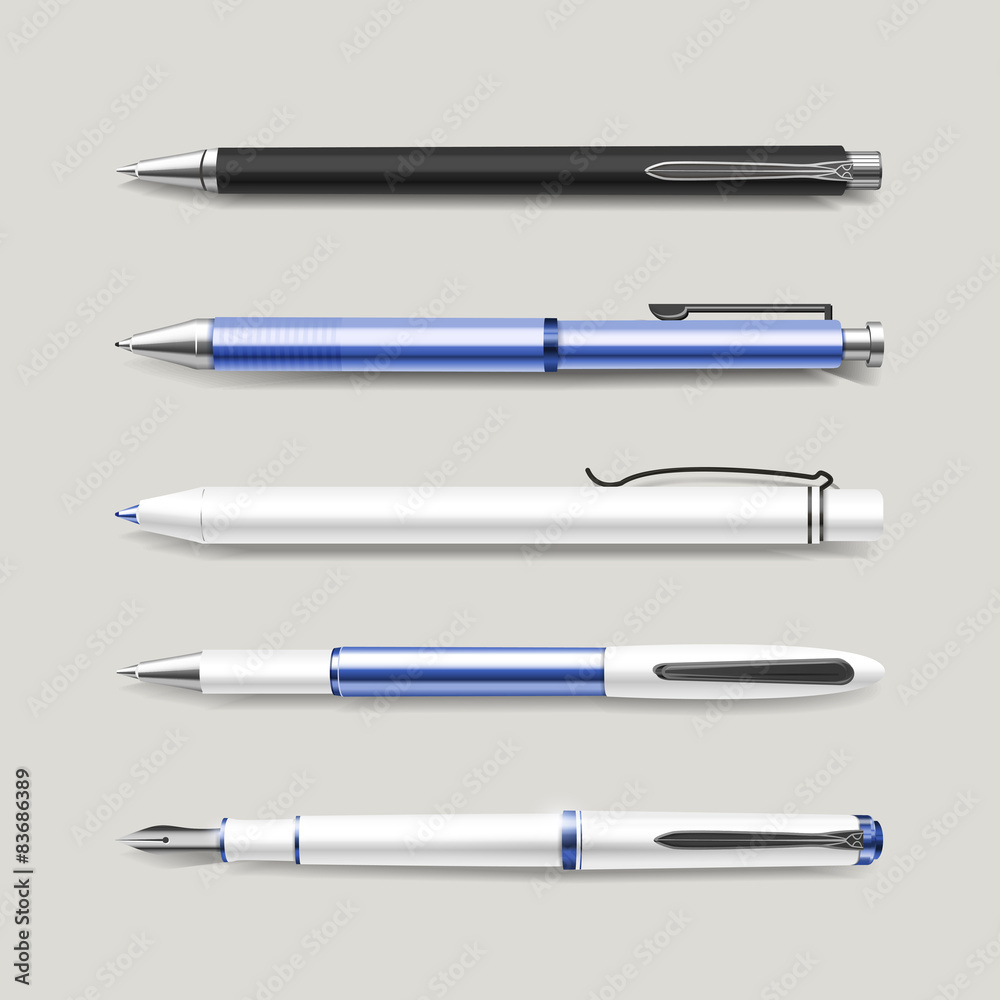 graceful blue pens set