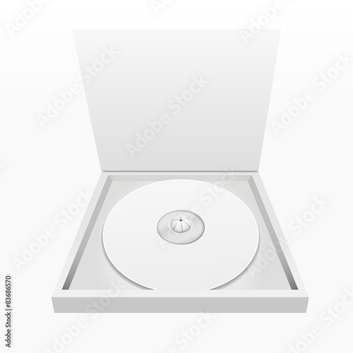 blank white compact disk with box