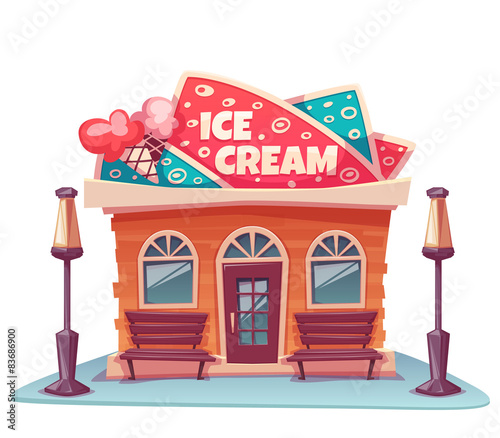 Vector illustration of ice cream shop building 
