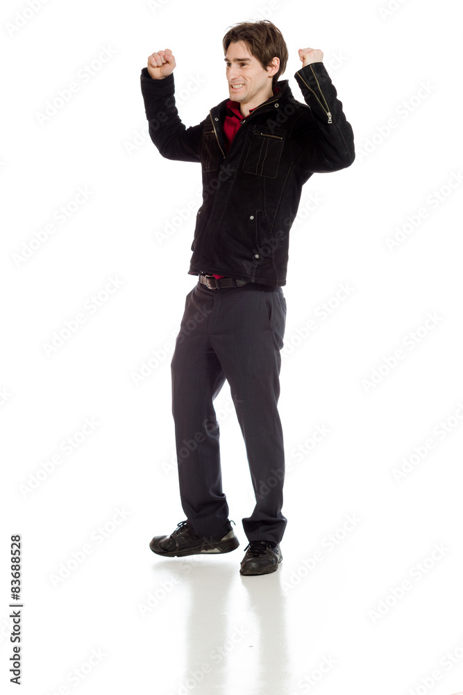 Model happy successful arms in the air Model happy successful arms in the air