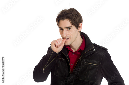 Model nervous biting nails
