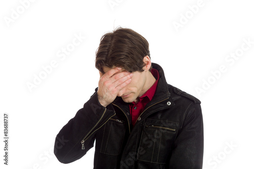 Model hiding face shame