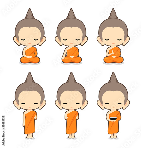 Buddhist Monk Character Design-Vector Illustration
