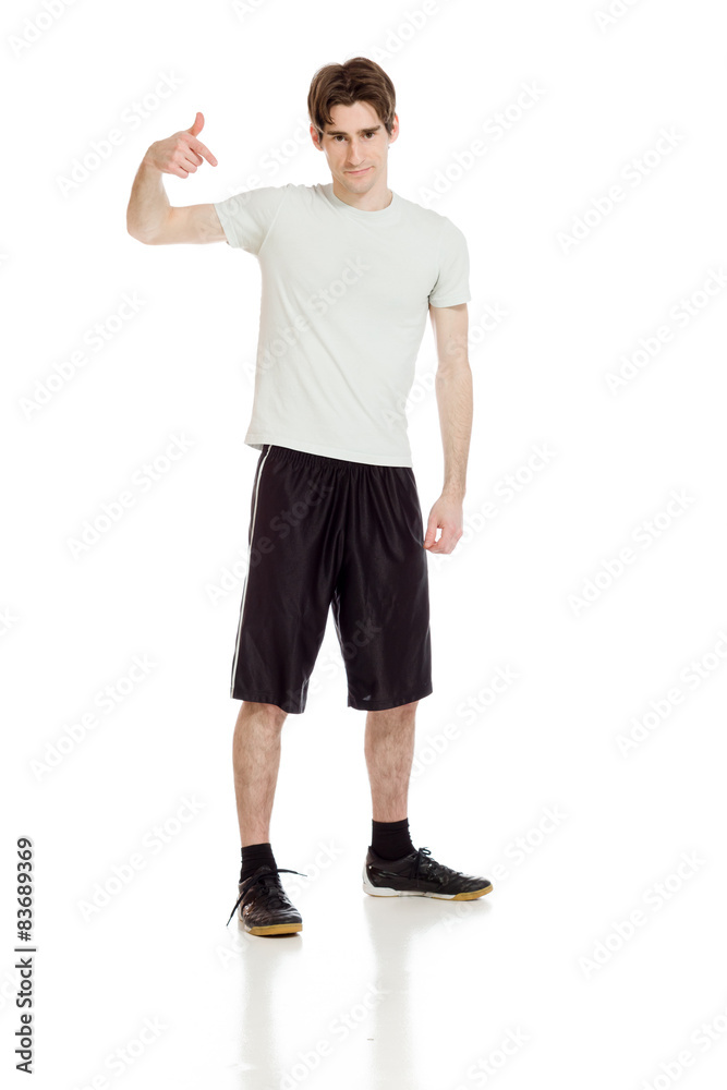 Model isolated pointing to herself Model isolated pointing to herself