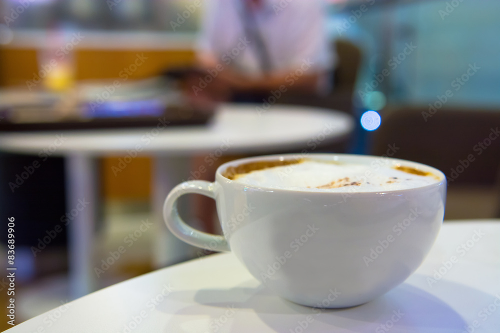 Cappuccino or latte coffee with heart shape Cappuccino or latte coffee with heart shape