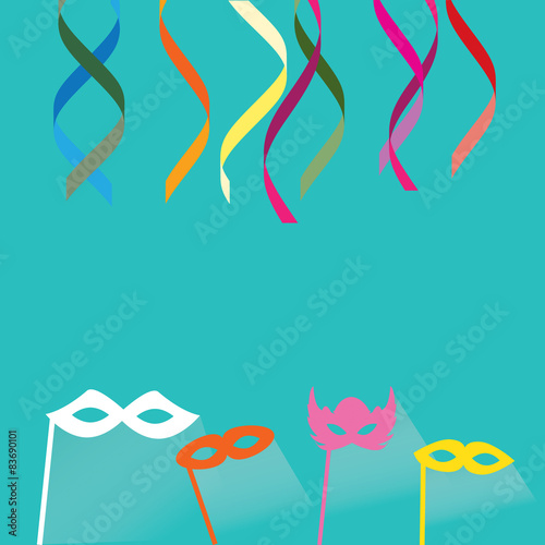 Celebration festive background with confetti, hanging pennants a