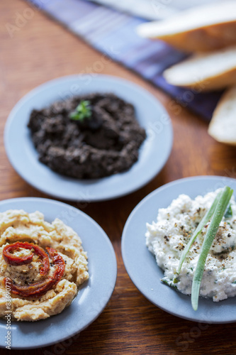 Hummus, tapenade and cottage cheese