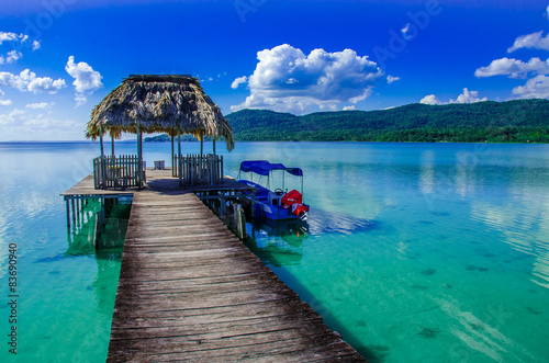 Beautiful pier at Lake Peten - Guatemala photo