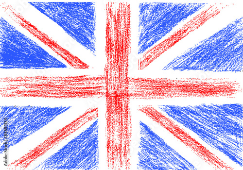 Flag of UK, pencil drawing vector illustration