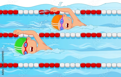 Young swimmer in the swimming pool