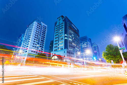 traffic blur motion in modern city street