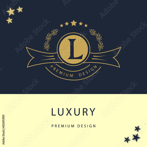 Monogram design elements, graceful template. 