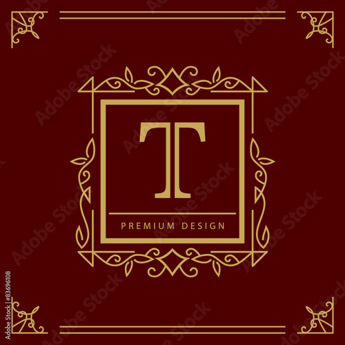 Monogram design elements, graceful template. Elegant line art
