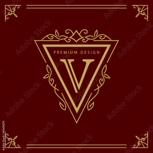 Monogram design elements, graceful template. Elegant line art