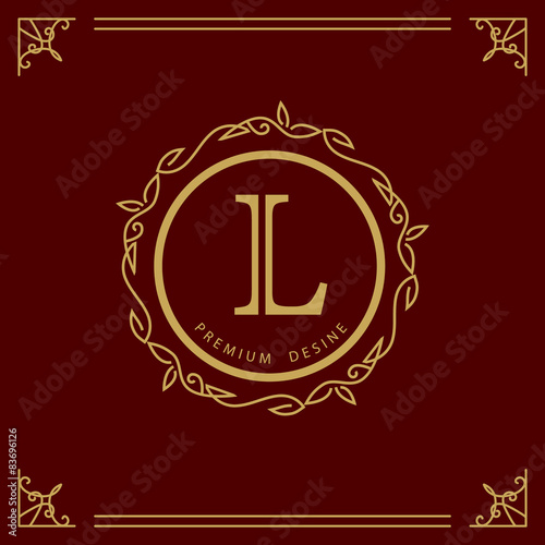 Monogram design elements, graceful template. Elegant line art