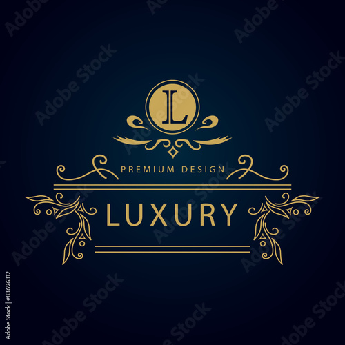 Monogram design elements, graceful template. Elegant line art
