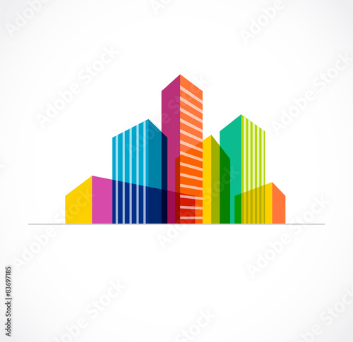 Colorful real estate  city and skyline icon