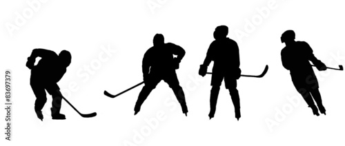 silhouettes playing ice hockey athletes