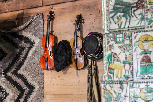 violin on a wall in the Hutsul house photo