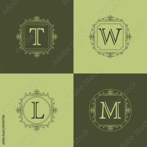 Monogram design elements, graceful template. 