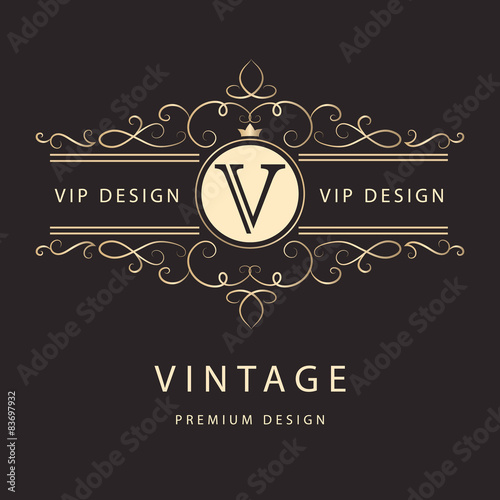 Monogram design elements, graceful template. 
