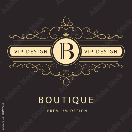 Monogram design elements, graceful template. 