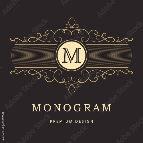 Monogram design elements, graceful template. 
