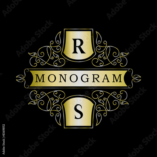 Monogram design elements, graceful template. 