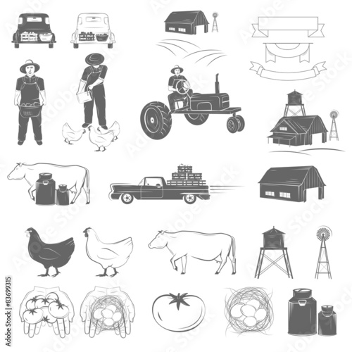 Farming Two-color Icon Set Vector Illustration.