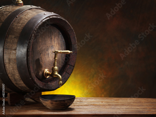 Old oak wine barrel.
